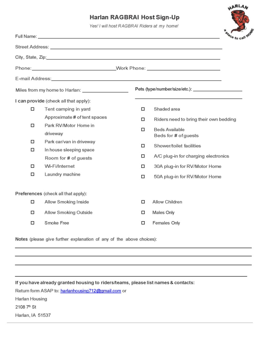 HARLAN RAGBRAI HOST SIGN-UP FORM PREVIEW